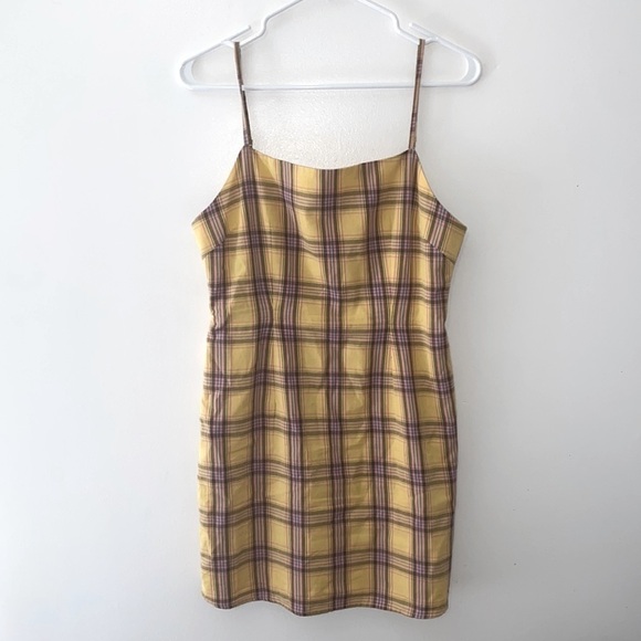 BB Dakota x Steve Madden Yellow Plaid 90s Inspired Cotton Dress - Picture 5 of 11